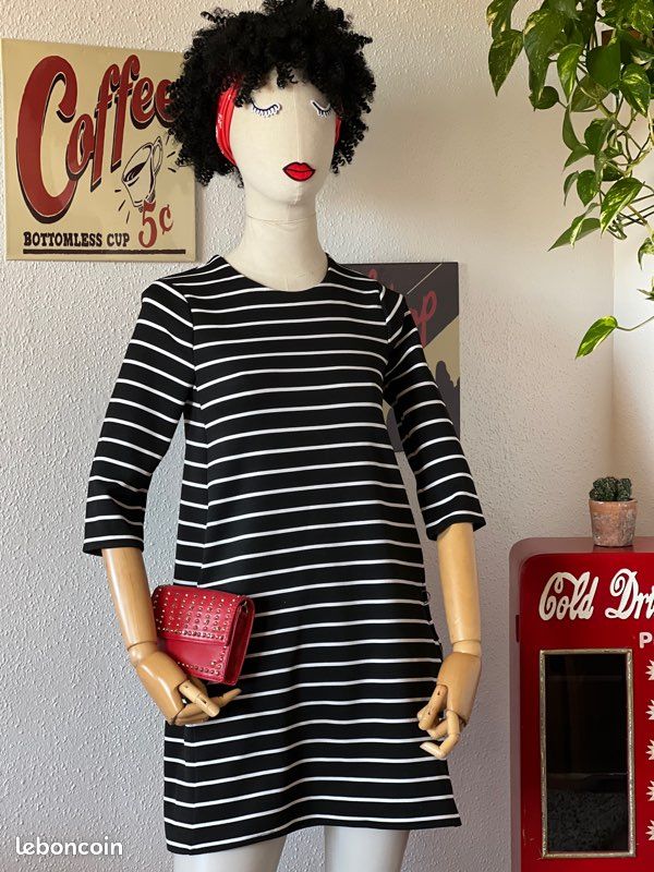 Mannequin avec jambes bras articulés bois / tête / pied / buste en lin écru + perruque - buste couture (image 12)