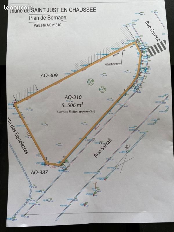 Terrain 506 m² Saint Just En Chaussee · à Saint-Just-en-Chaussée · 75 000 €
