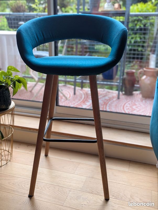 2 Tabourets bleu canard h75cm (image 1)