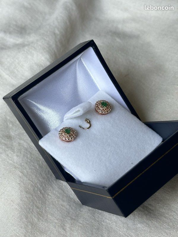 Boucles D'oreilles Clous En Or 14K (585) Avec Diamants Naturels - 0.93 Carats, Couleur G, Clarté SI1
