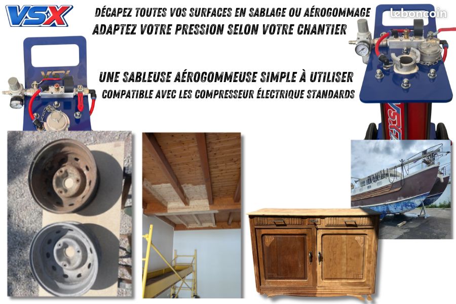 Sableuse VSX Maggy pour aérogommage - Buse tungstène - Masque bi filtres et tuyau renforcé (image 4)