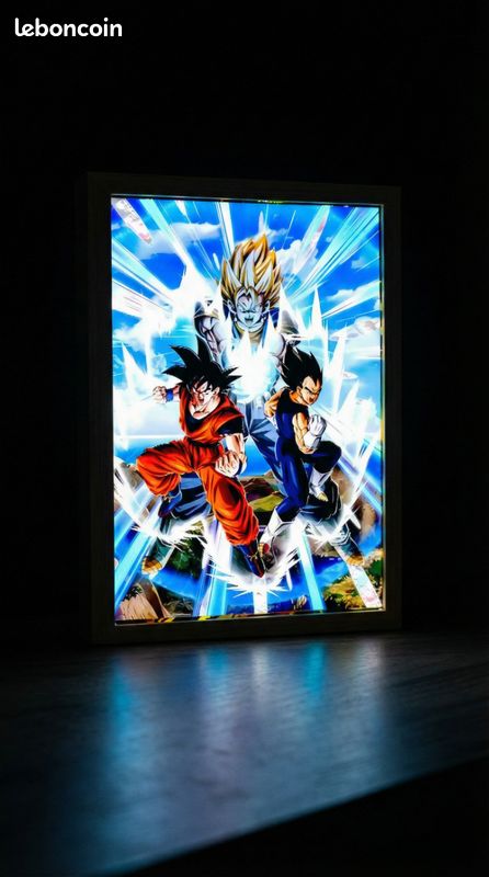 Cadre LED Dragon Ball Z Goku et Vegeta A5 – Veilleuse Anime 3 Couleurs – Cadre Lumineux Déco Gaming Chambre (image 1)