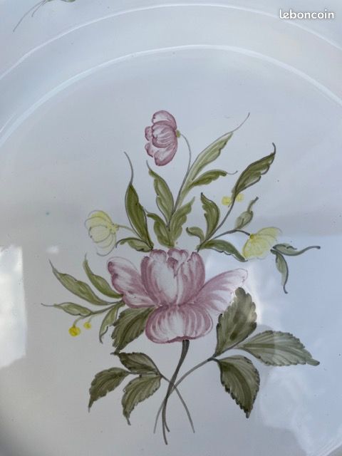 Lot 1 assiette en faïence de Moustier, atelier Serrailler et 1 vide poche en faïence Nidervillery décors fait main (image 3)
