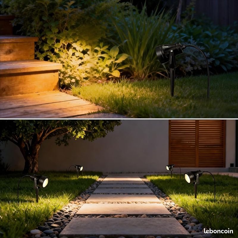 Spot LED Extérieur avec Piquet de Terre 7W 700LM, Mini Spot LED avec Alimentation Électrique, Luminaire Exterieur IP65, Projecteur de Jardin 3000K Applicable Terrasses, Plantes, Câble de 2,5M (image 3)
