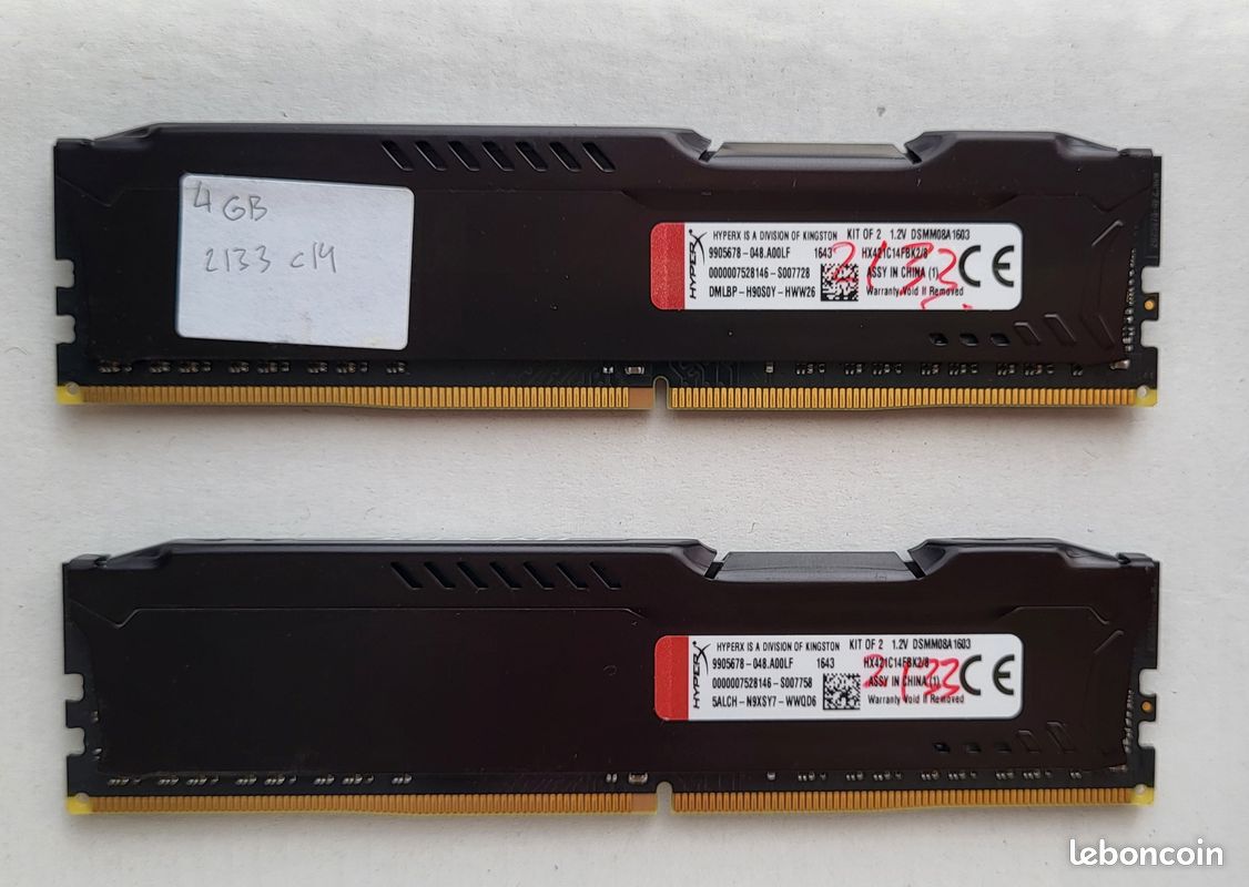 Mémoire DDR4 Fury HyperX 8Go (4Go x barettes) Accessoires