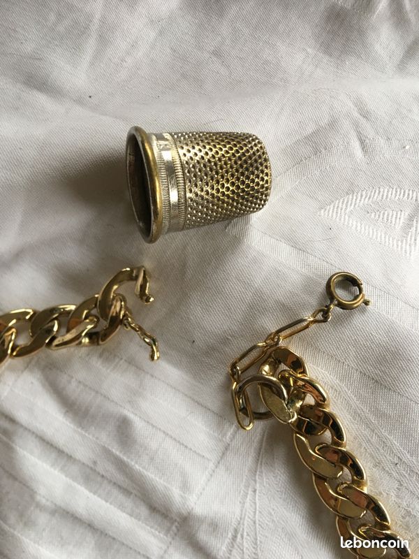 Collier Vintage 80/90 – Maille Dorée Et Strass Vert, Marque EDR, Occasion Bon état