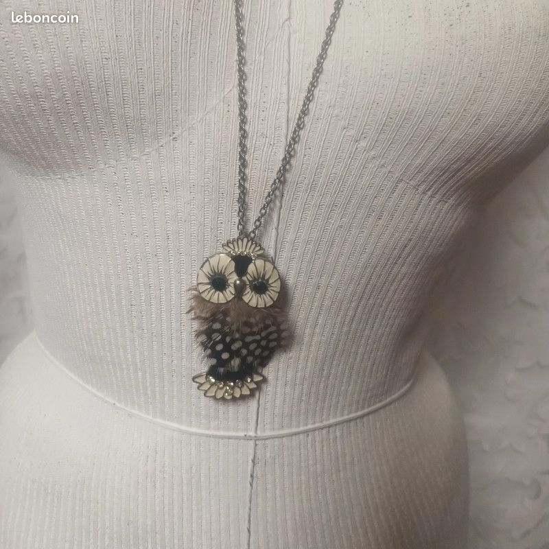 Pendentif chouette avec sa chaîne argentée, neuf, 2 achats - 20% (image 3)
