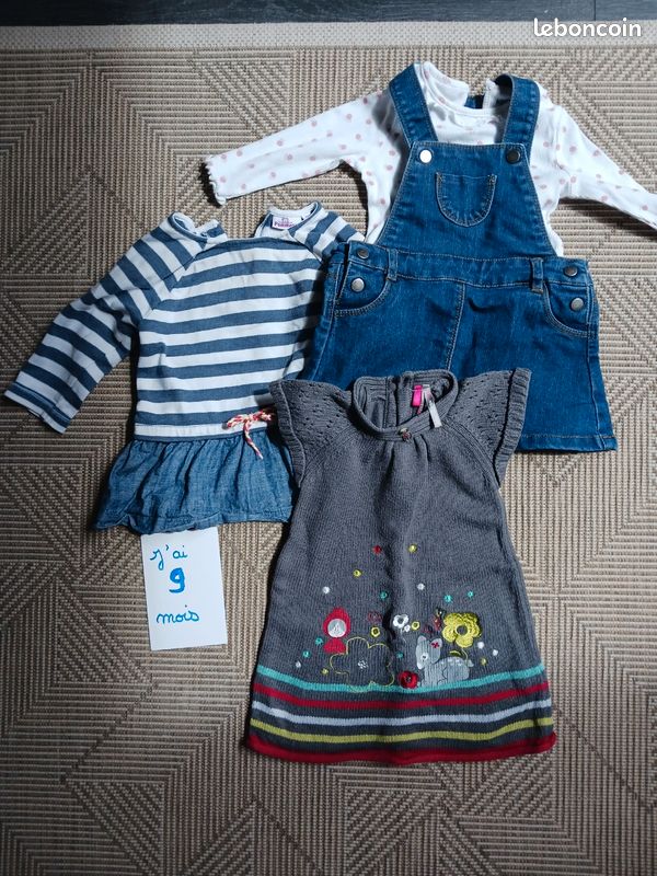 Ensemble 3 robes bébé fille 9 mois (image 1)