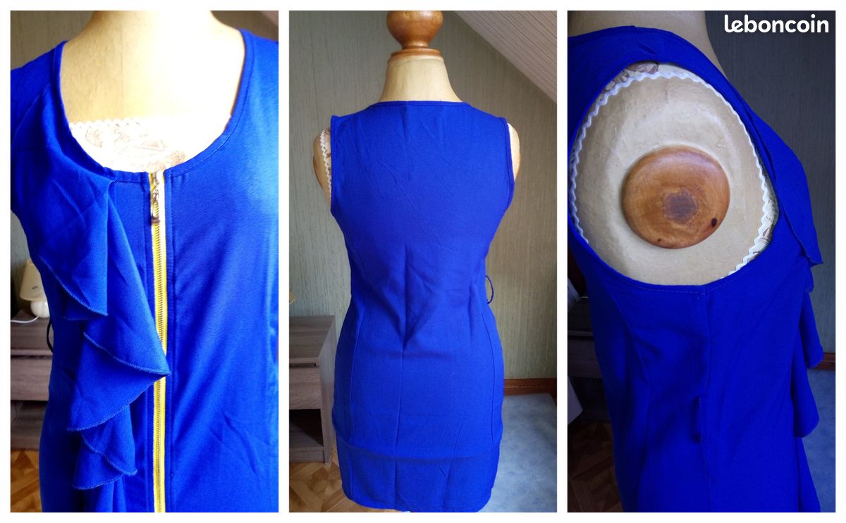 Robe bleu ferm. éclaire devant * T 36/38 (image 2)
