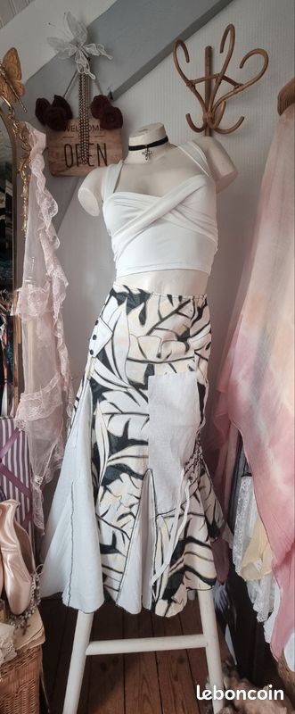 🖤🤍 Jupe blanche noire Lin DPM by depech mod t.36 (image 5)