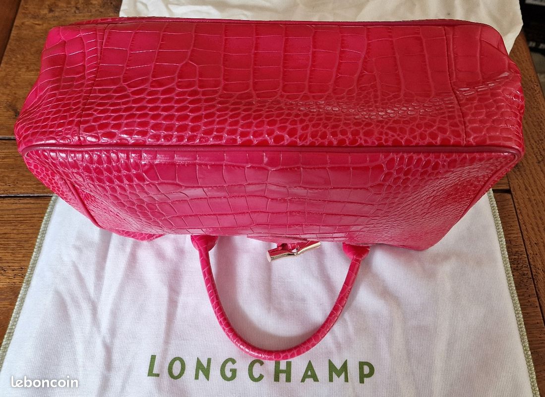 Très beau sac à main authentique LONGCHAMP en cuir rose (image 4)