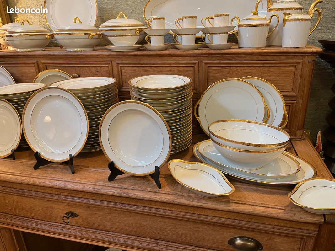 Paire de salerons or fin porcelaine de Limoges