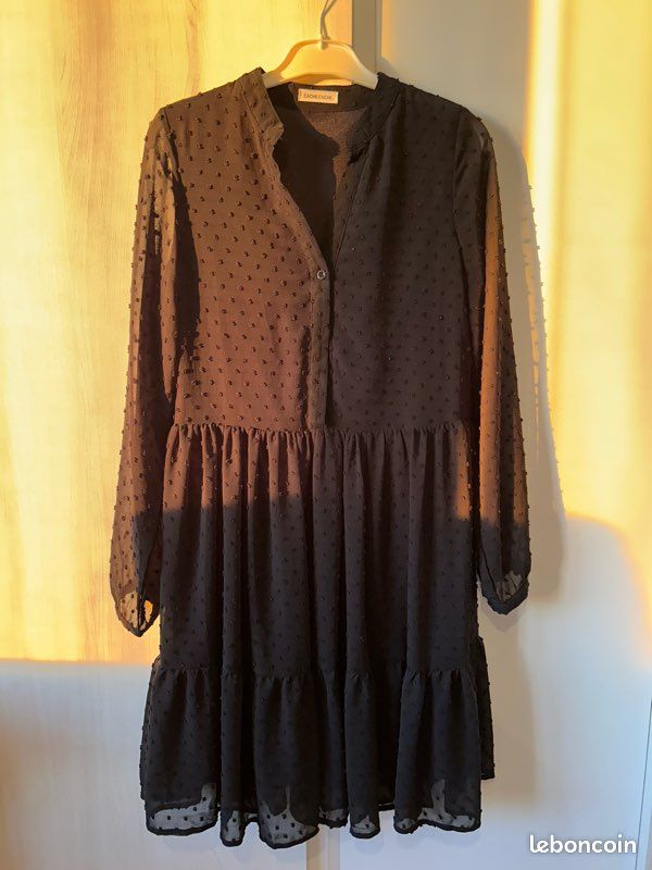 Robe noire plumetis Cache cache Neuve – Taille 34 (image 1)