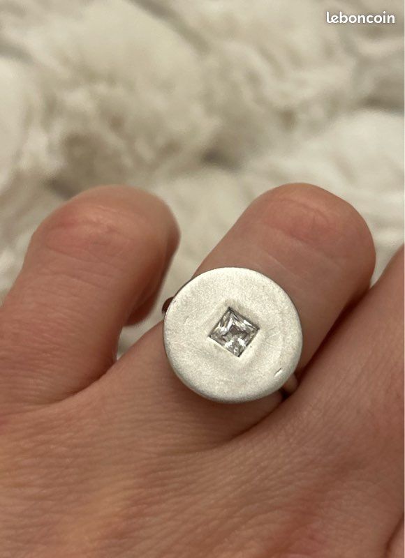 Bague Moderniste Norvégienne Vintage Années 60 – Argent Sterling 925, Taille N, Ovale, Faite Main