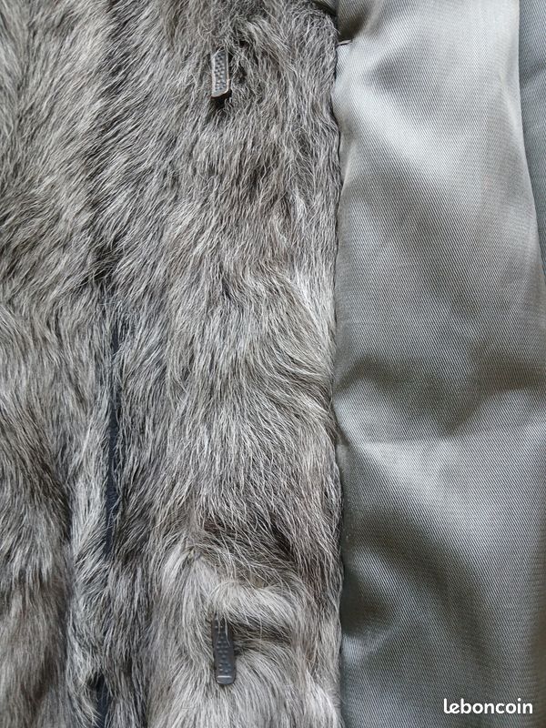 Manteau En Vison D'élevage Gris - Taille 40/42 - Ceinturé, Doublure Soie - Occasion Très Bon état