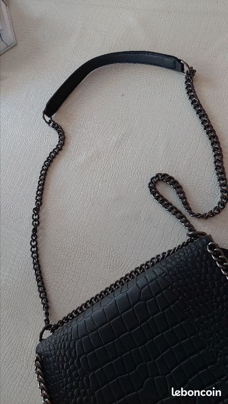 Sac noir FEMME simili cuir à bandoulières NEUF (image 4)