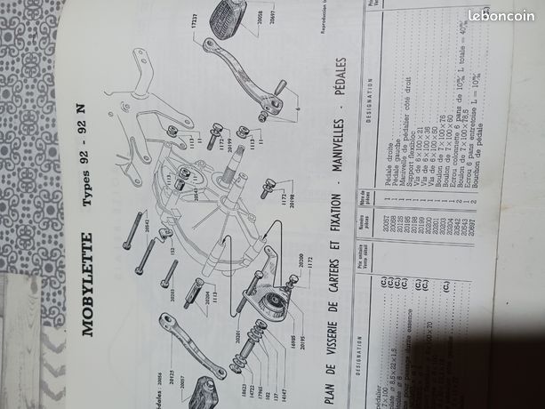 Catalogue Pièces De Rechange Motobecane Motoconfort Mobylette Type 92 - Texte Français