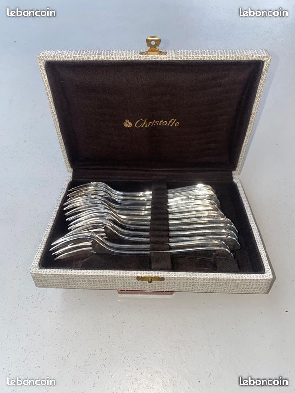 12 fourchettes Christofle – modèle Spatours – métal argenté – écrin d'origine (image 1)