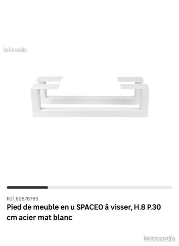 Pied de meuble spaceo blanc H:8cm (image 1)