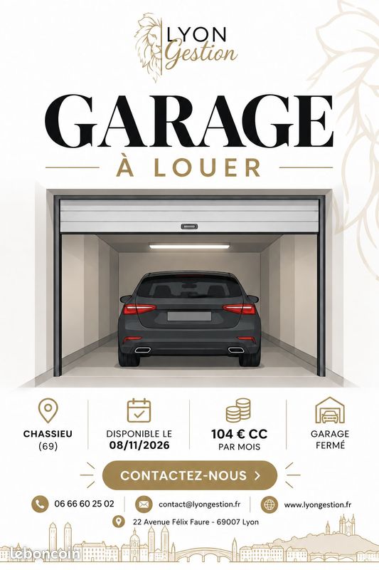 Parking 9 m² · à Chassieu · 9 m² · 104 €/mois
