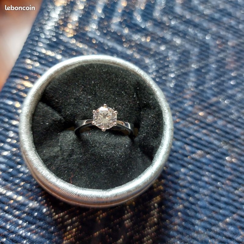 Bague Solitaire Argent Massif Avec Zirconium - Taille 54 - Occasion