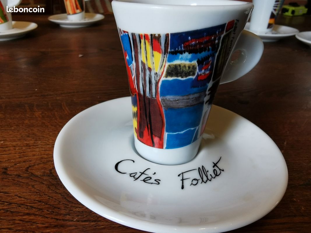 6 tasses et sous tasses Café Folliet - Arts de la table