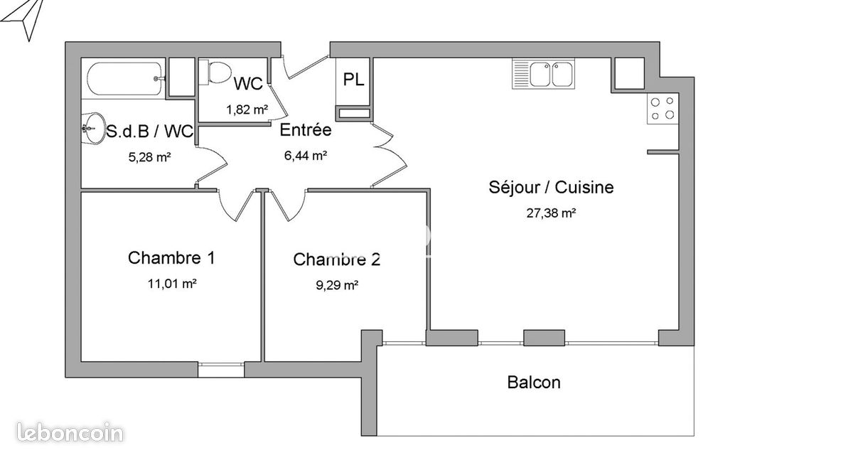Appartement 3 pièces 61 m² · à Cesson-Sévigné · 61 m² · 888 €/mois