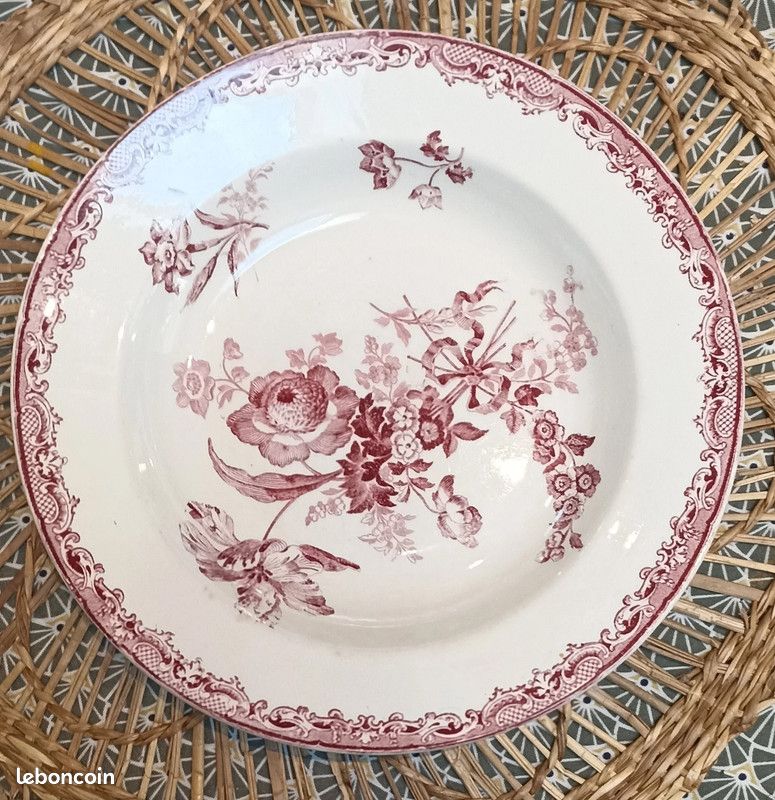 Assiette Ancienne Sarreguemines Multicolore En Céramique - État D'occasion