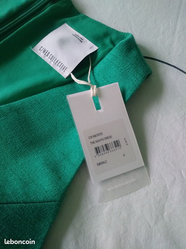 Robe cocktail décolleté plongeant émeraude « Nights » C/meo Collective S / 36 (image 9)