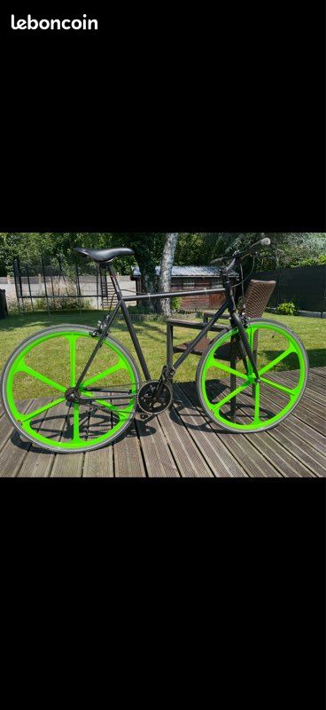 Fixie / single speed noir mat et vert fluo (image 2)