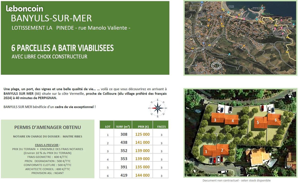 A BANYULS SUR MER - 6 parcelles viabilisées · à Banyuls-sur-Mer · 125 000 €