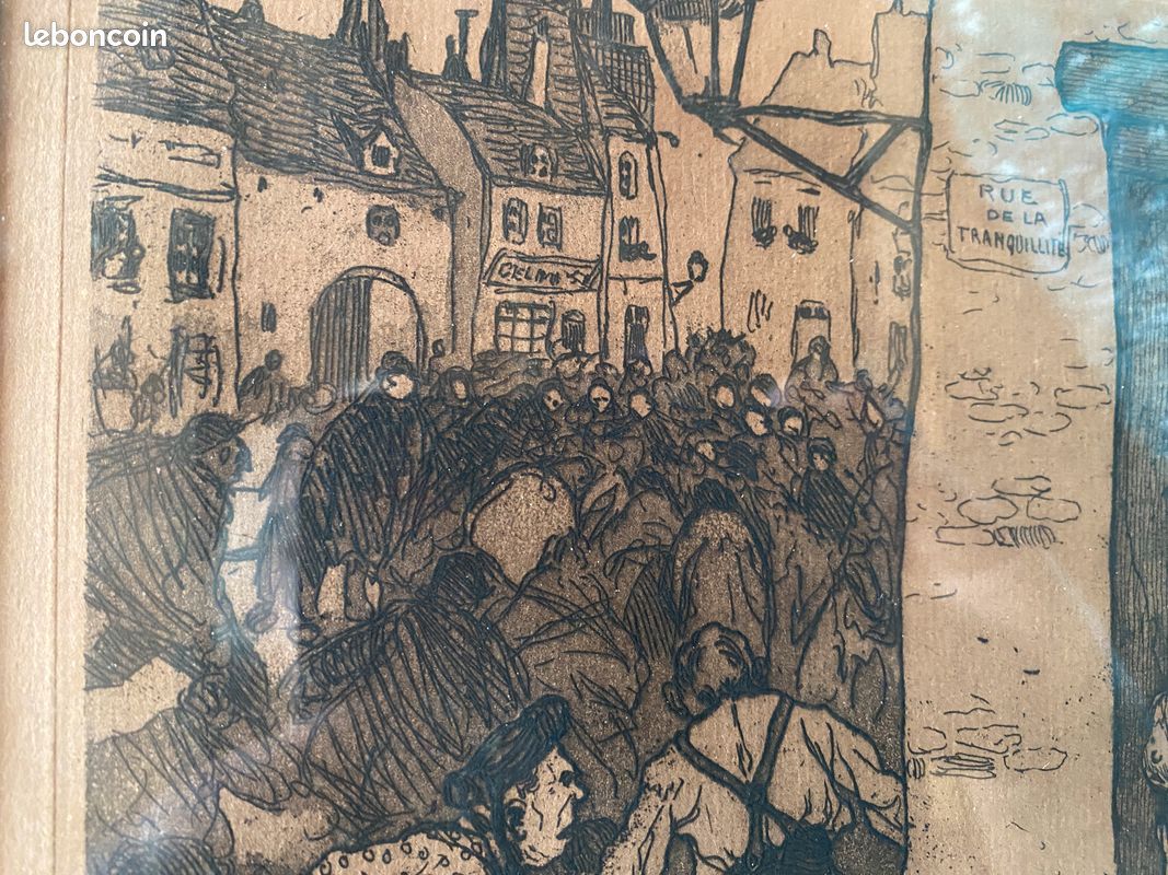 Roméo Dumoulin tableau gravure " Rue de la tranquillité " signé numéroté (image 14)
