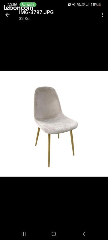 Chaise taupe dorée (image 1)
