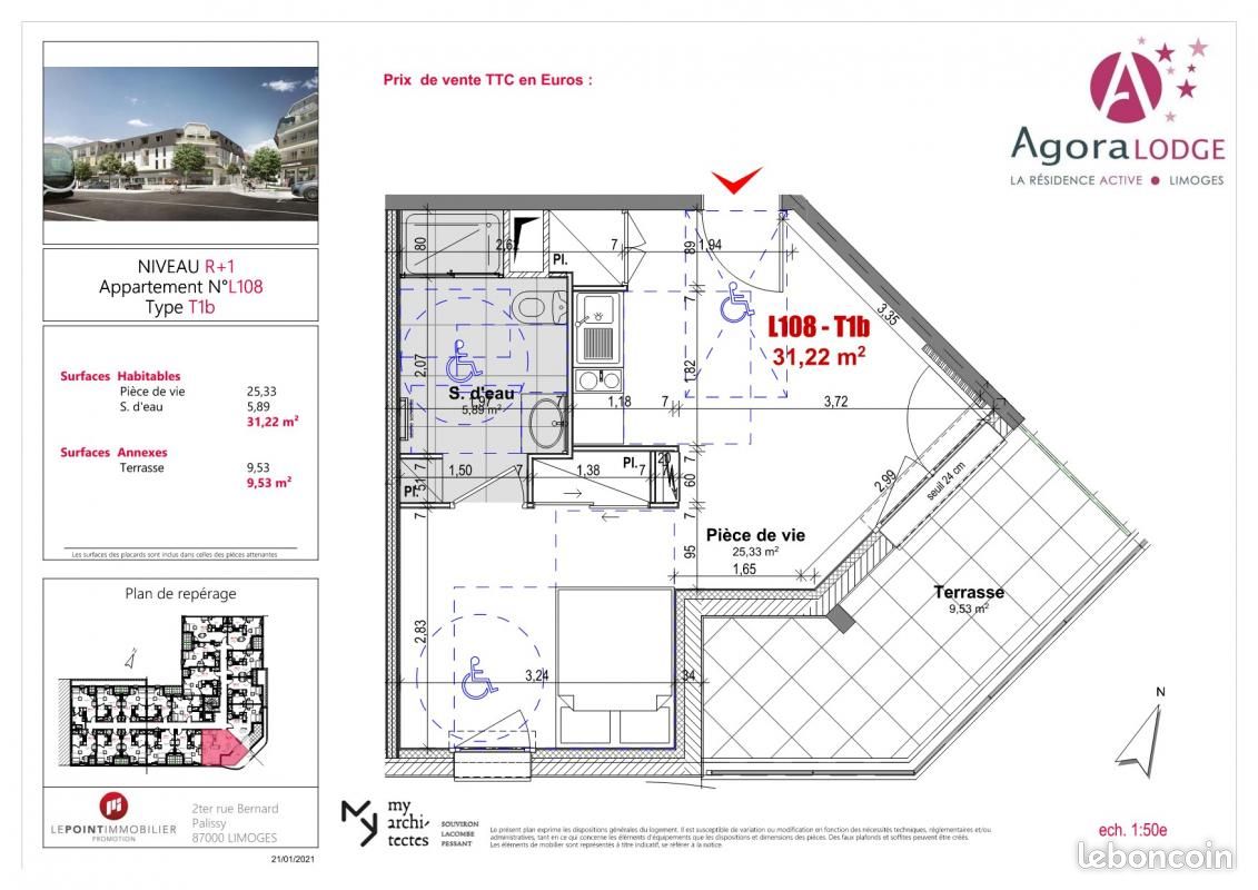 Appartement a louer limoges - 1 pièce(s) - 31 m2 - Surfyn