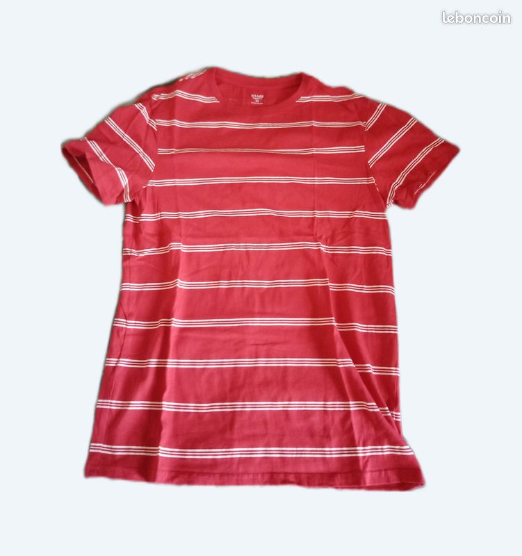 T shirt MC rouge blanc garçon 14 ans xs kiabi (image 1)