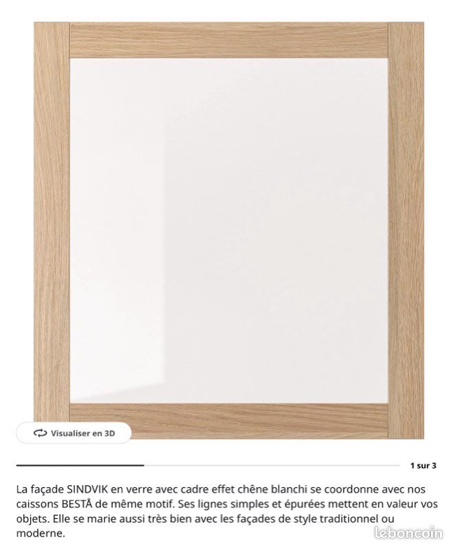 Porte vitrée Besta 60x64 chêne blanchi (image 3)