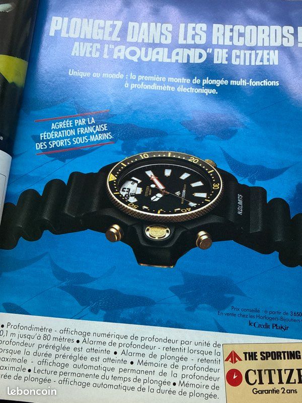 Magazine vintage avec publicité Citizen Aqualand – montre de