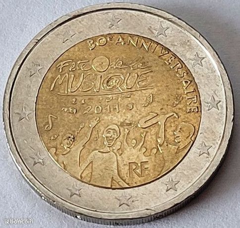 30 ans Fete de la musique Pièce 2 Euros commémorative France année 2011 (image 1)