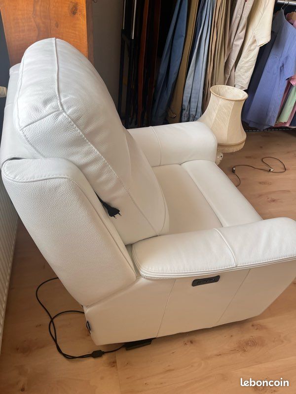 Fauteuil - blanc crème cuir - ROWE