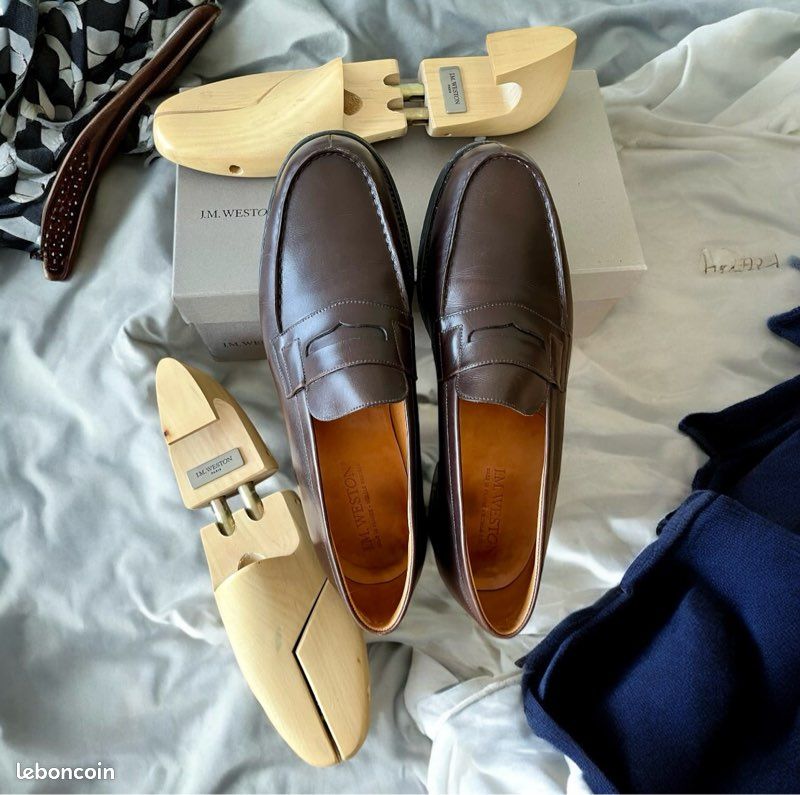 Paire de J.M Weston 180 Signature Chocolat Taille 9B (43 EU) Avec boîte, embauchoirs et accessoires (image 3)
