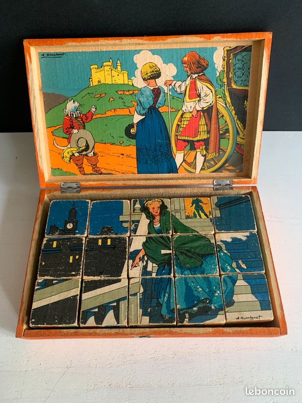 Jouet Bois XIXe Siècle France Jeu De Cubes Ancien Français Vers 1900 - Jouet XIXe Siècle En Bois, Boîte D'usage Cubes Vintage XIXe Siècle