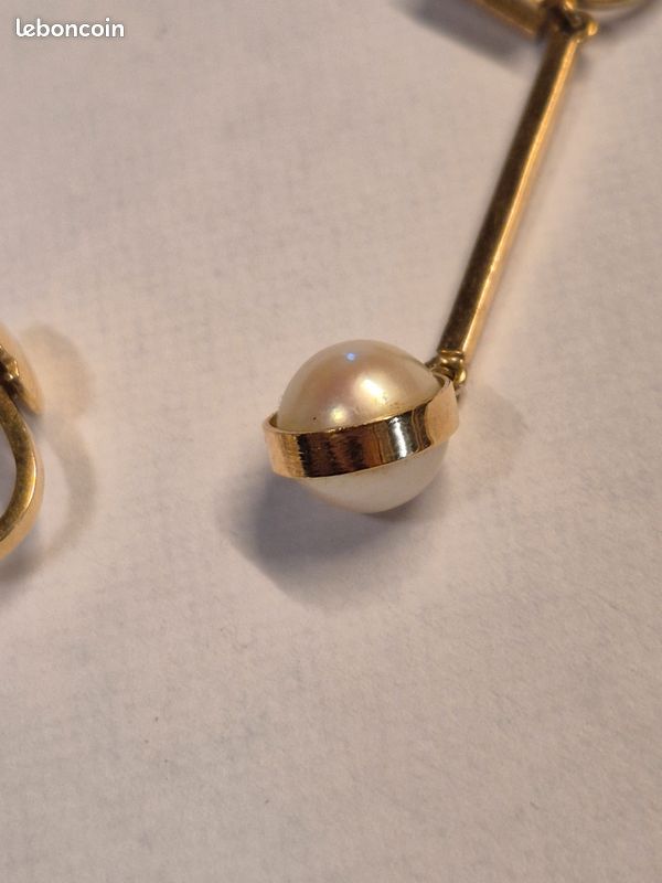 Boucles D'oreilles Pendantes En Or 18 Carats - Occasion, Fermoir Dormeuse, Style Boucle