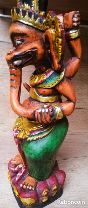 Statue Ancienne En Bois Sculpture Divinité Hindou/bouddhisme - Période 1900-1949, Style Années 40-60