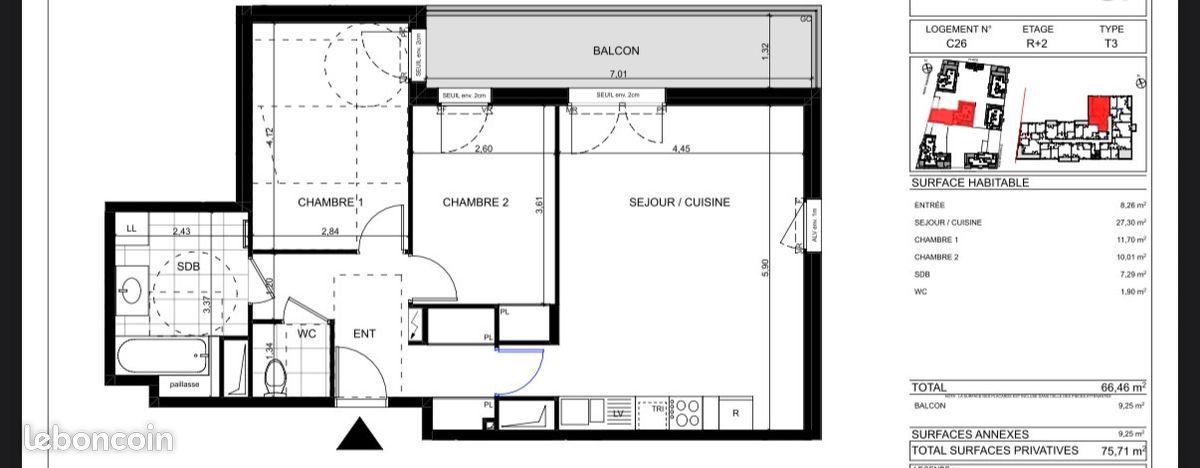 Appartement 3 pièces 65 m² · à Rueil-Malmaison · 65 m² · 1 500 €/mois