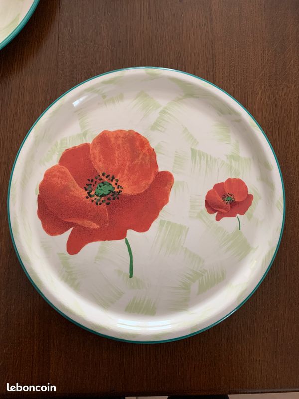 Plat à tarte coquelicots Lunéville NEUF (image 1)