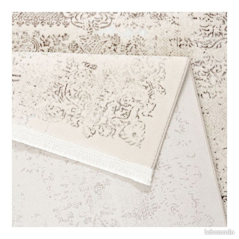 Tapis vintage doux rayé avec franges Keith Beige 80x300 (image 6)