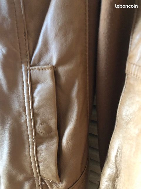 Manteau En Cuir ARMA Pour Femme – Taille 40 – Kaki – Style Décontracté – Occasion TB