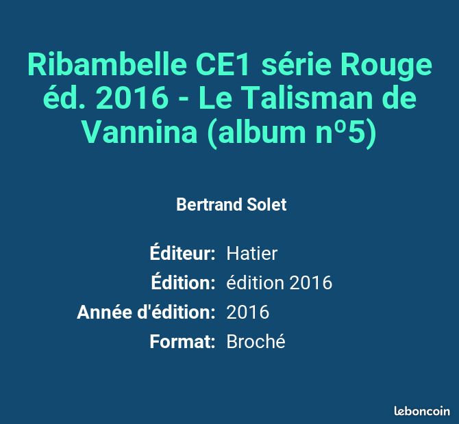 Ribambelle CE1 série Rouge éd. 2016 - Le Talisman de Vannina (album nº5) - Bertrand Solet, C... (image 2)
