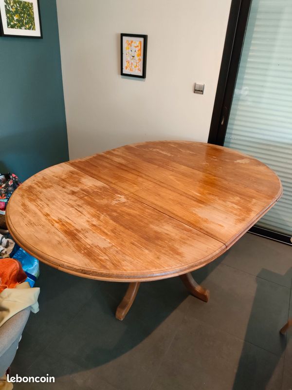Table ronde en tek 120-180 cm (image 2)