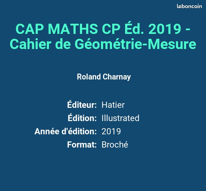 CAP MATHS CP Éd. 2019 - Cahier de Géométrie-Mesure - Roland Charnay, Georges Combier, Marie... (image 2)